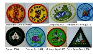 Picture of 8 badges relating to camping